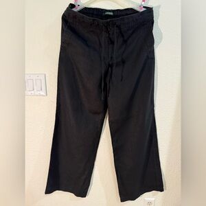 LAUREN RALPH LAUREN  Women Black Trouser Wide Leg Lenin 100% Size 14